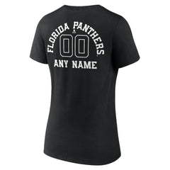 Florida Panthers Women's Personalized Name & Number Monochrome V-Neck T-Shirt - Black - NHL