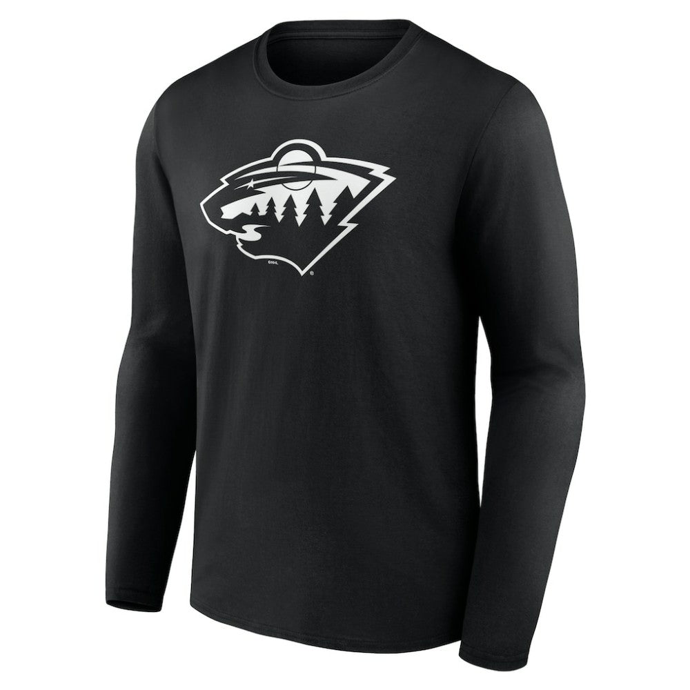 Minnesota Wild Personalized Name & Number Monochrome Long Sleeve T-Shirt - Black - NHL