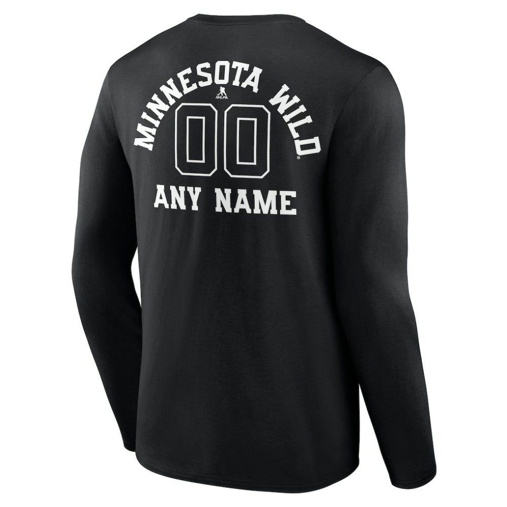 Minnesota Wild Personalized Name & Number Monochrome Long Sleeve T-Shirt - Black - NHL