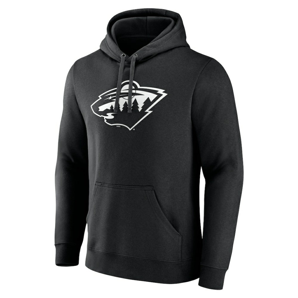 Minnesota Wild Personalized Name & Number Monochrome Pullover Hoodie - Black - NHL