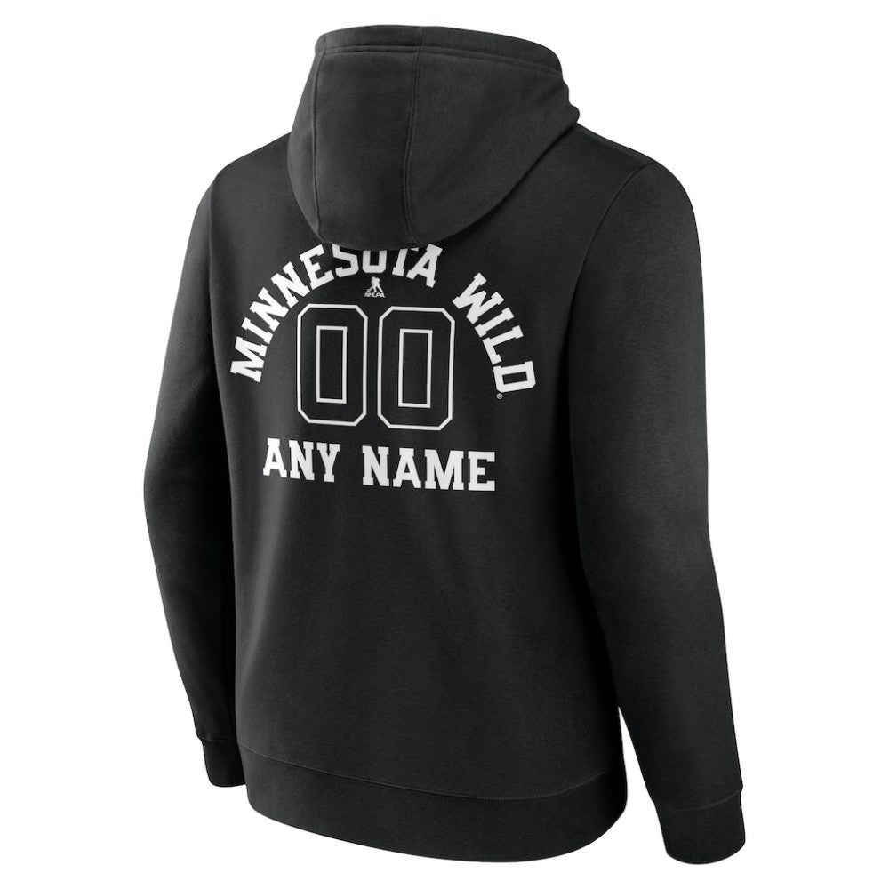 Minnesota Wild Personalized Name & Number Monochrome Pullover Hoodie - Black - NHL