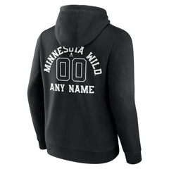 Minnesota Wild Personalized Name & Number Monochrome Pullover Hoodie - Black - NHL
