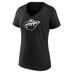 Minnesota Wild Women's Personalized Name & Number Monochrome V-Neck T-Shirt - Black - NHL