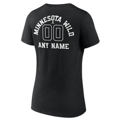 Minnesota Wild Women's Personalized Name & Number Monochrome V-Neck T-Shirt - Black - NHL