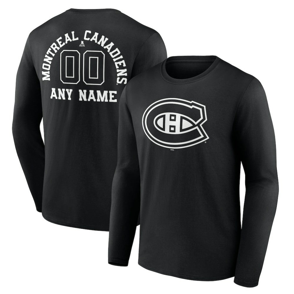 Montreal Canadiens Personalized Name & Number Monochrome Long Sleeve T-Shirt - Black - NHL