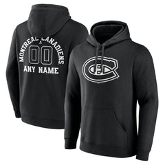 Montreal Canadiens Personalized Name & Number Monochrome Pullover Hoodie - Black - NHL