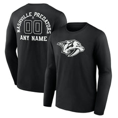 Nashville Predators Personalized Name & Number Monochrome Long Sleeve T-Shirt - Black - NHL