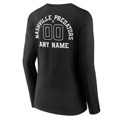 Nashville Predators Women's Personalized Name & Number Monochrome Long Sleeve V-Neck T-Shirt - Black - NHL