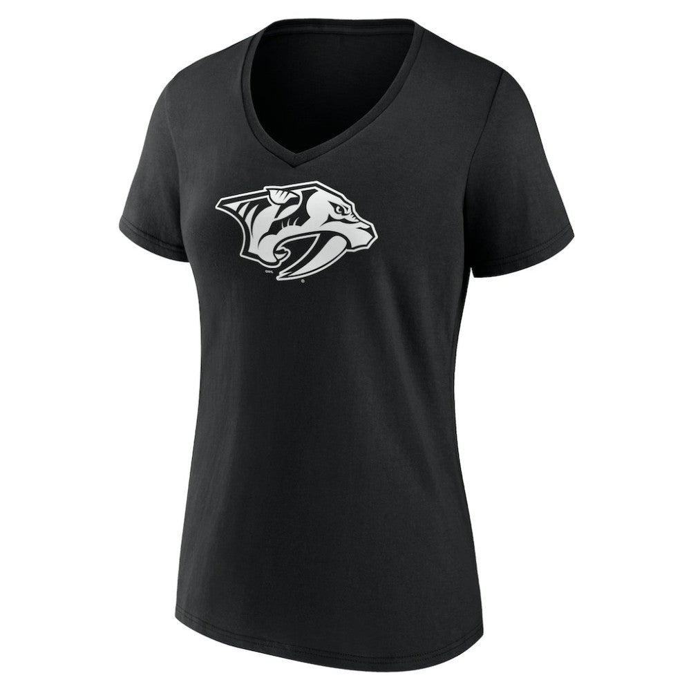 Nashville Predators Women's Personalized Name & Number Monochrome V-Neck T-Shirt - Black - NHL