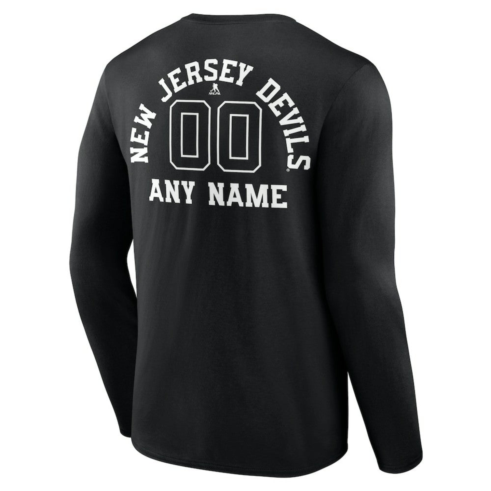 New Jersey Devils Personalized Name & Number Monochrome Long Sleeve T-Shirt - Black - NHL