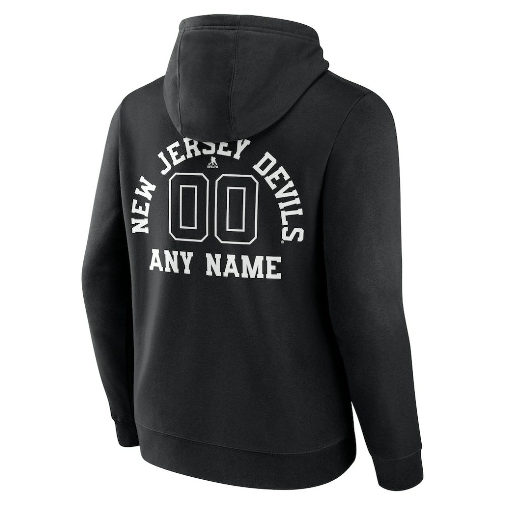 New Jersey Devils Personalized Name & Number Monochrome Pullover Hoodie - Black - NHL