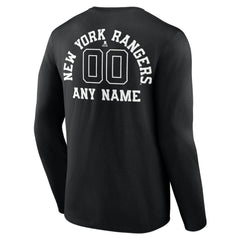 New York Rangers Personalized Name & Number Monochrome Long Sleeve T-Shirt - Black - NHL
