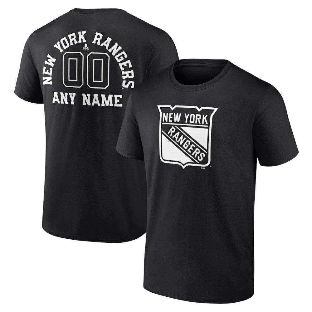 New York Rangers Personalized Name & Number Monochrome T-Shirt - Black - NHL