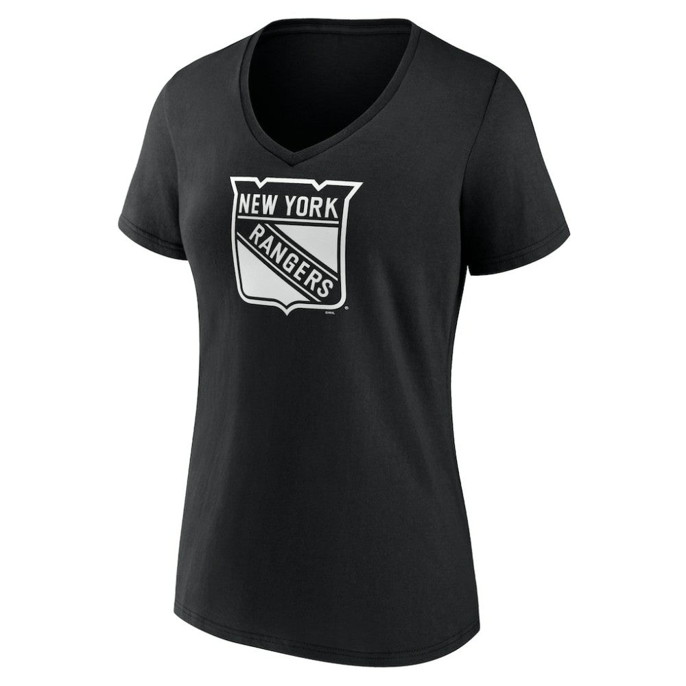 New York Rangers Women's Personalized Name & Number Monochrome V-Neck T-Shirt - Black - NHL