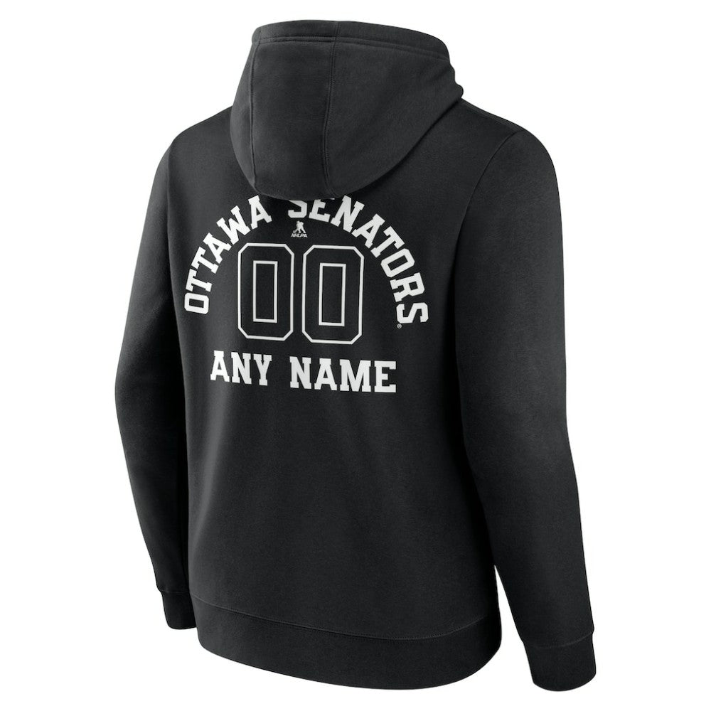Ottawa Senators Personalized Name & Number Monochrome Pullover Hoodie - Black - NHL