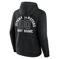 Ottawa Senators Personalized Name & Number Monochrome Pullover Hoodie - Black - NHL
