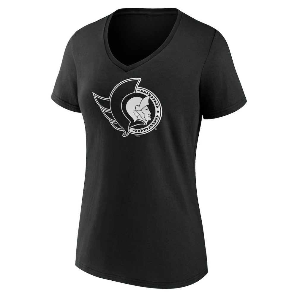 Ottawa Senators Women's Personalized Name & Number Monochrome V-Neck T-Shirt - Black - NHL