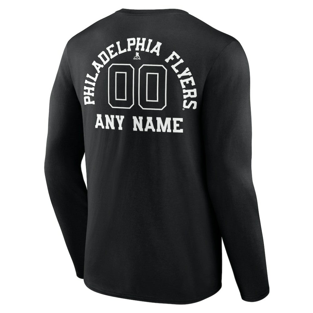 Philadelphia Flyers Personalized Name & Number Monochrome Long Sleeve T-Shirt - Black - NHL