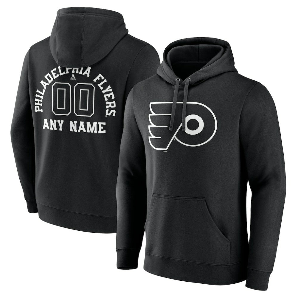 Philadelphia Flyers Personalized Name & Number Monochrome Pullover Hoodie - Black - NHL