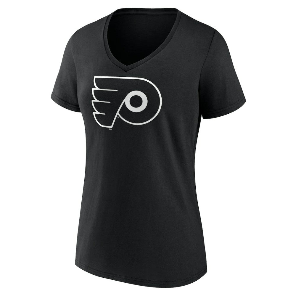 Philadelphia Flyers Women's Personalized Name & Number Monochrome V-Neck T-Shirt - Black - NHL