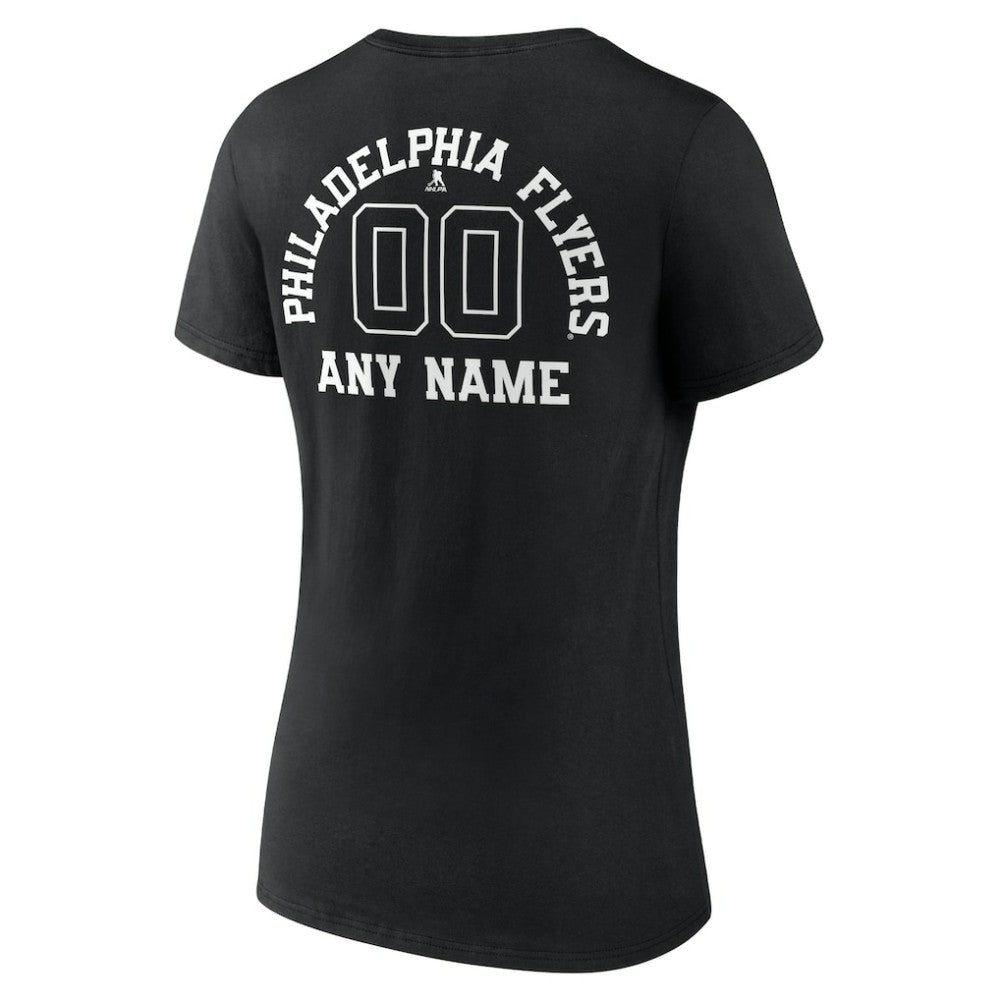 Philadelphia Flyers Women's Personalized Name & Number Monochrome V-Neck T-Shirt - Black - NHL