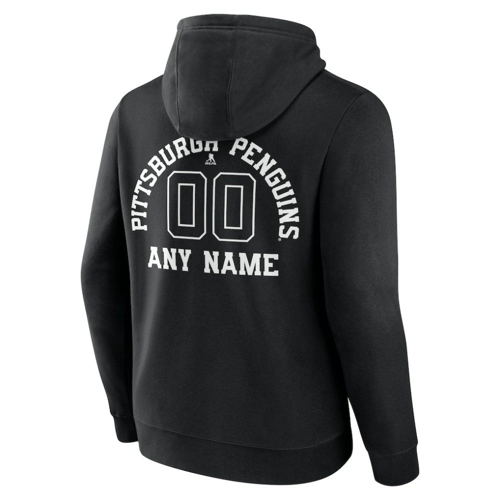 Pittsburgh Penguins Personalized Name & Number Monochrome Pullover Hoodie - Black - NHL