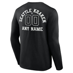 Seattle Kraken Personalized Name & Number Monochrome Long Sleeve T-Shirt - Black - NHL