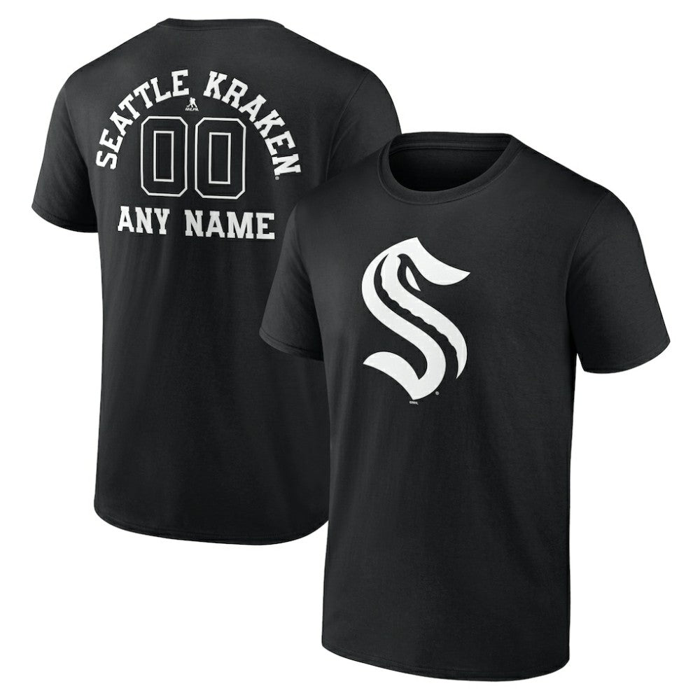Seattle Kraken Personalized Name & Number Monochrome T-Shirt - Black - NHL