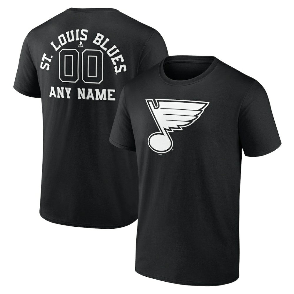 St. Louis Blues Personalized Name & Number Monochrome T-Shirt - Black - NHL