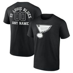 St. Louis Blues Personalized Name & Number Monochrome T-Shirt - Black - NHL