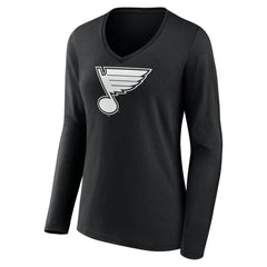 St. Louis Blues Women's Personalized Name & Number Monochrome Long Sleeve V-Neck T-Shirt - Black - NHL