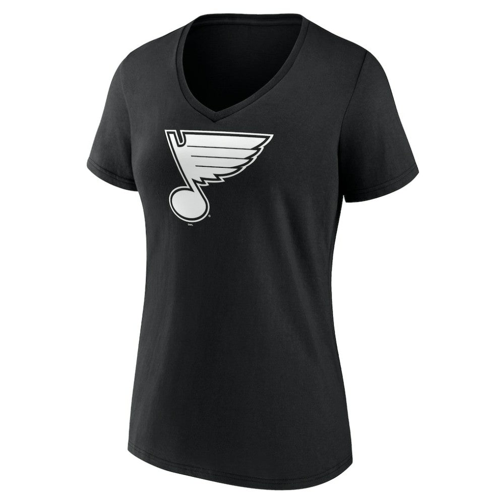 St. Louis Blues Women's Personalized Name & Number Monochrome V-Neck T-Shirt - Black - NHL