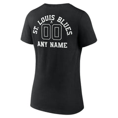 St. Louis Blues Women's Personalized Name & Number Monochrome V-Neck T-Shirt - Black - NHL