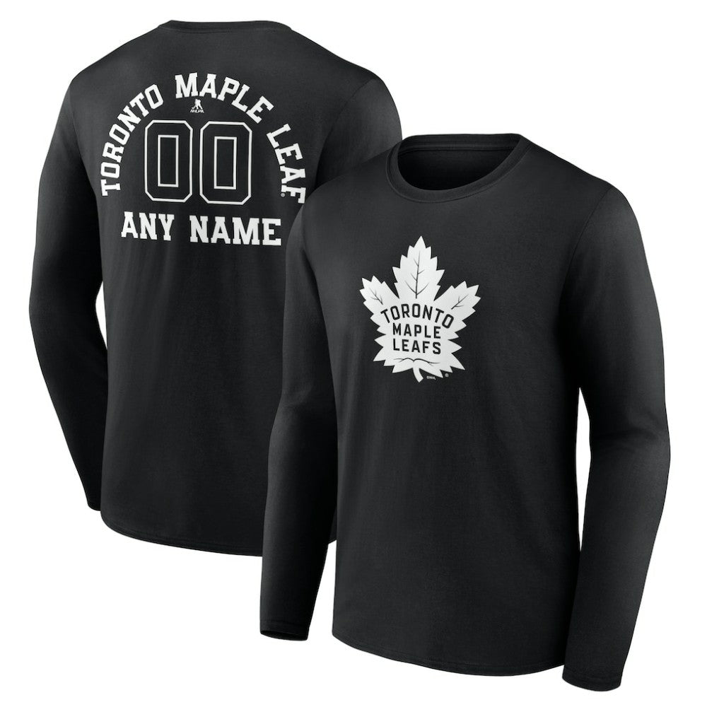 Toronto Maple Leafs Personalized Name & Number Monochrome Long Sleeve T-Shirt - Black - NHL