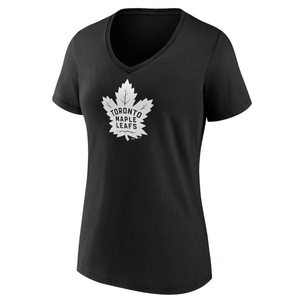 Toronto Maple Leafs Women's Personalized Name & Number Monochrome V-Neck T-Shirt - Black - NHL