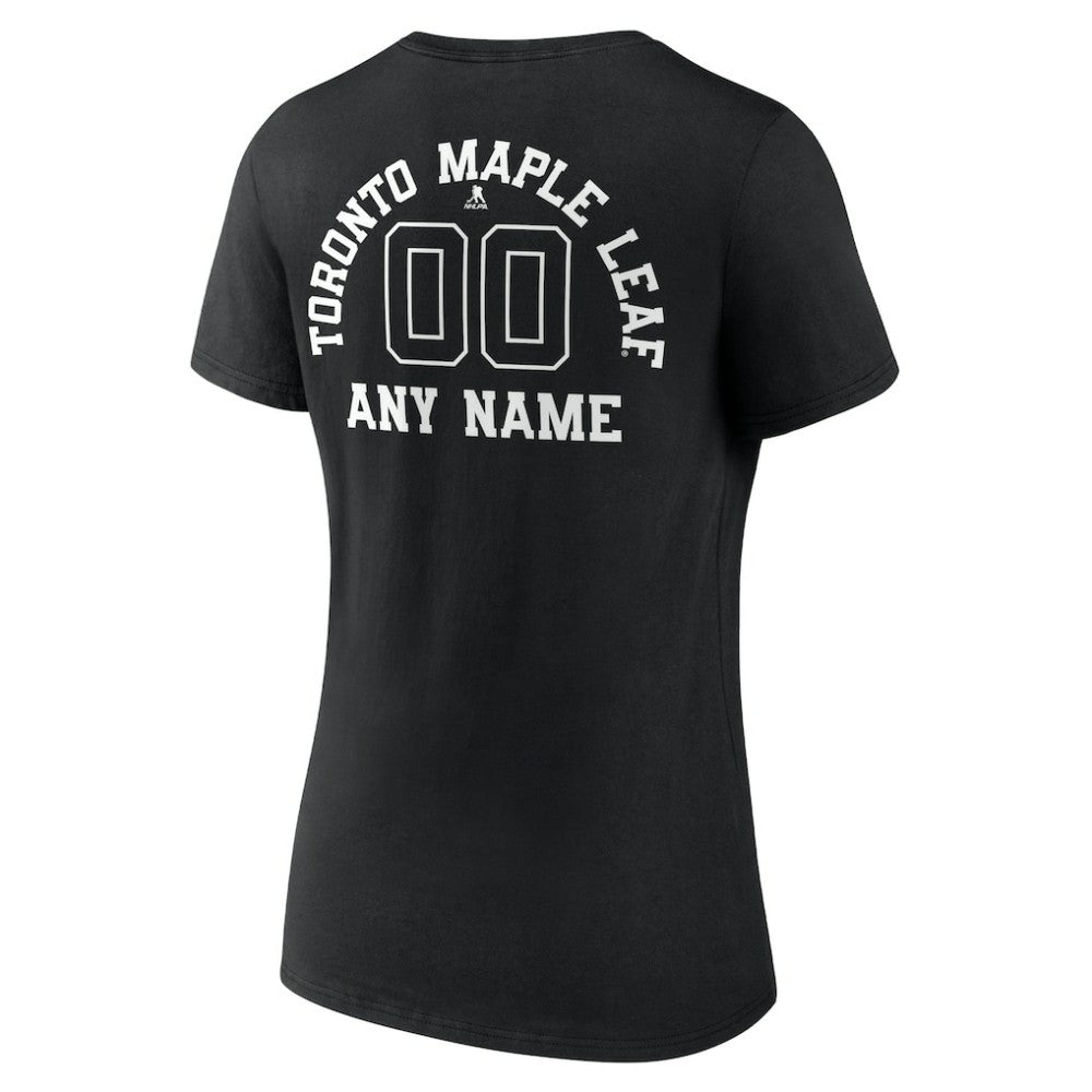 Toronto Maple Leafs Women's Personalized Name & Number Monochrome V-Neck T-Shirt - Black - NHL