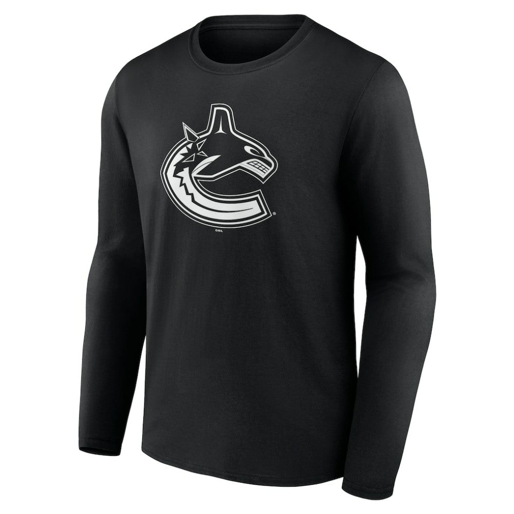 Vancouver Canucks Personalized Name & Number Monochrome Long Sleeve T-Shirt - Black - NHL
