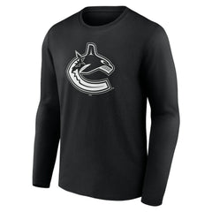 Vancouver Canucks Personalized Name & Number Monochrome Long Sleeve T-Shirt - Black - NHL