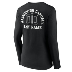 Washington Capitals Women's Personalized Name & Number Monochrome Long Sleeve V-Neck T-Shirt - Black - NHL