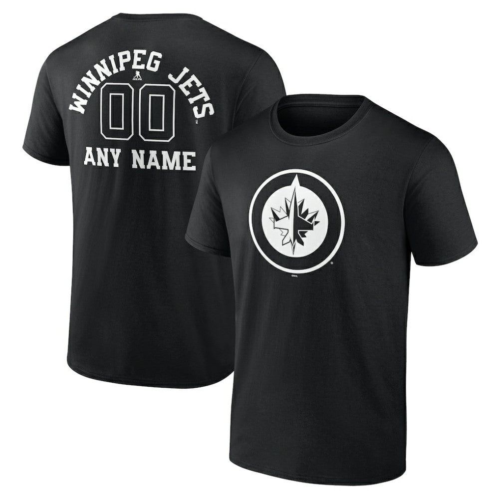 Winnipeg Jets Personalized Name & Number Monochrome T-Shirt - Black - NHL