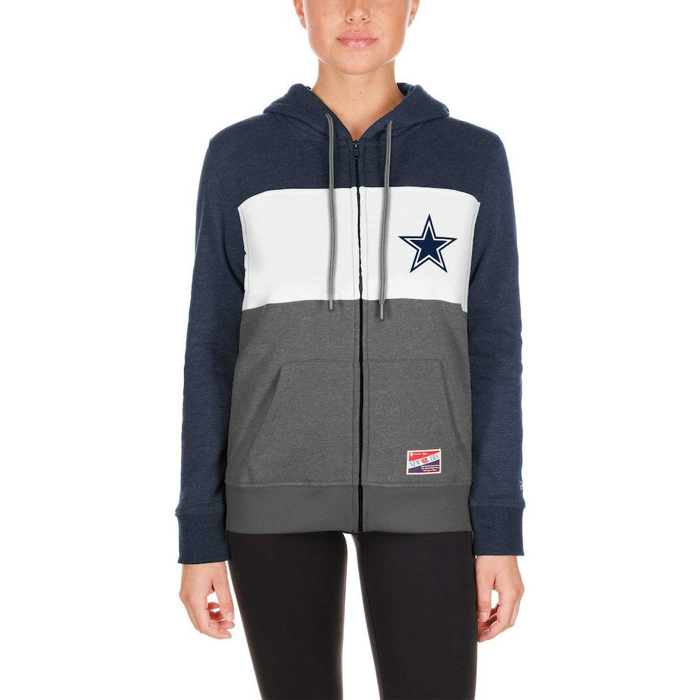 Dallas Cowboys New Era Women's Color-Block Full-Zip Hoodie Gray | NFL