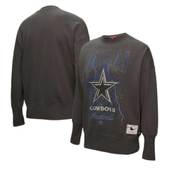 Dallas Cowboys Women's Distressed Logo 4.0 Pullover Sweatshirt Charcoal | Mitchell & Ness