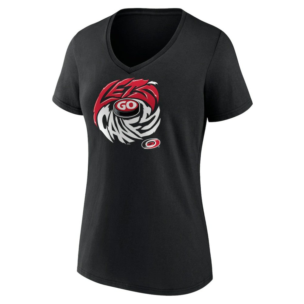 Carolina Hurricanes Women's Native V-Neck T-Shirt - Black - NHL