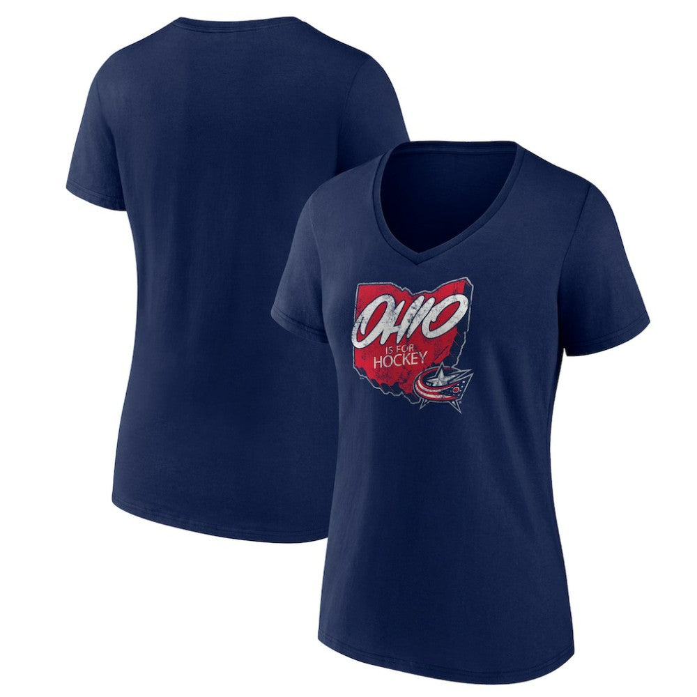 Columbus Blue Jackets Women's Native V-Neck T-Shirt - Navy - NHL