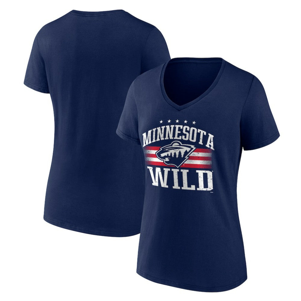 Minnesota Wild Women's Americana Team V-Neck T-Shirt - Navy - NHL