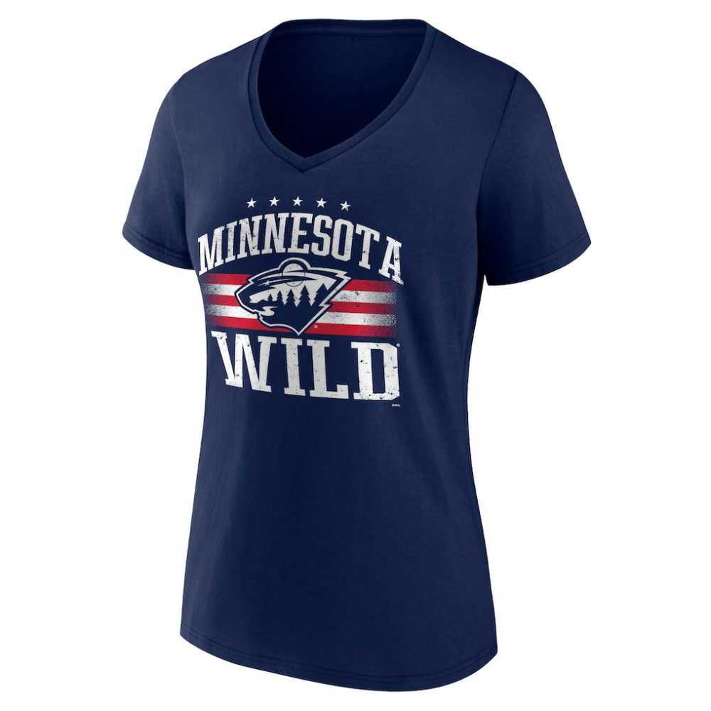 Minnesota Wild Women's Americana Team V-Neck T-Shirt - Navy - NHL