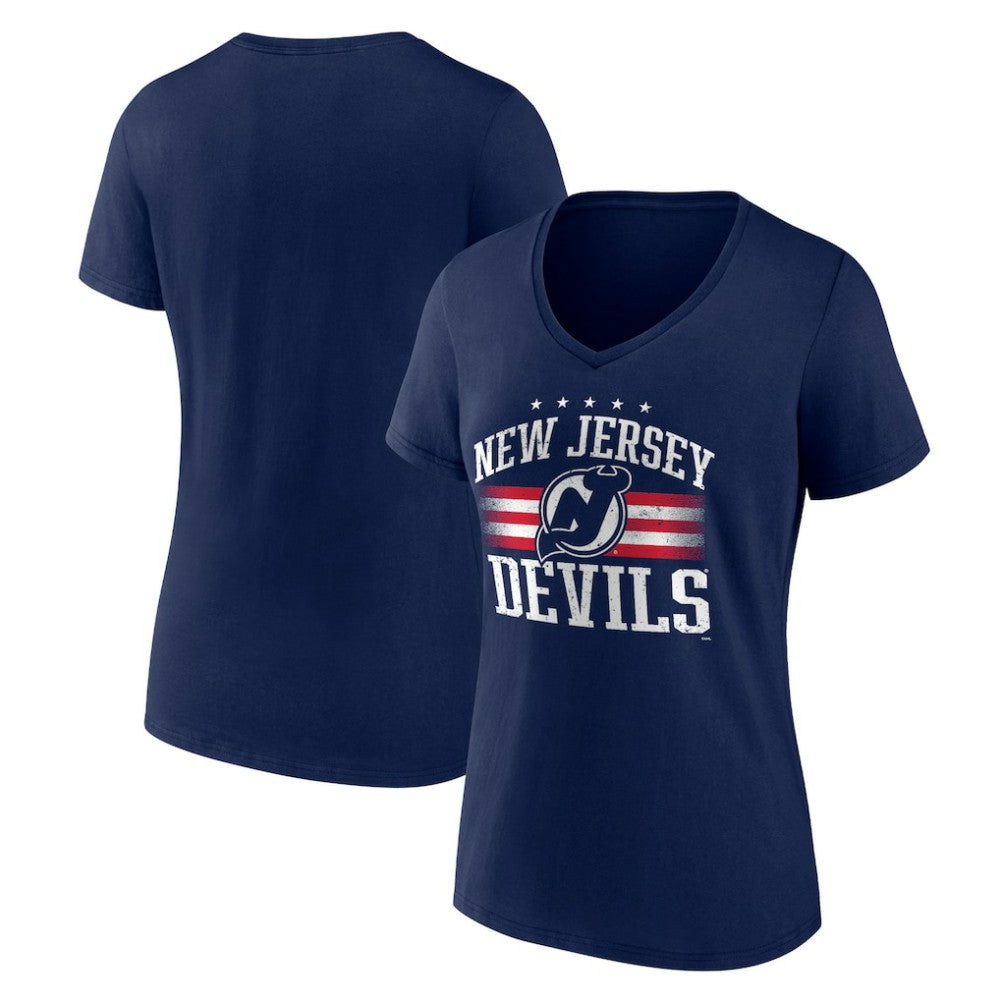 New Jersey Devils Women's Americana Team V-Neck T-Shirt - Navy - NHL
