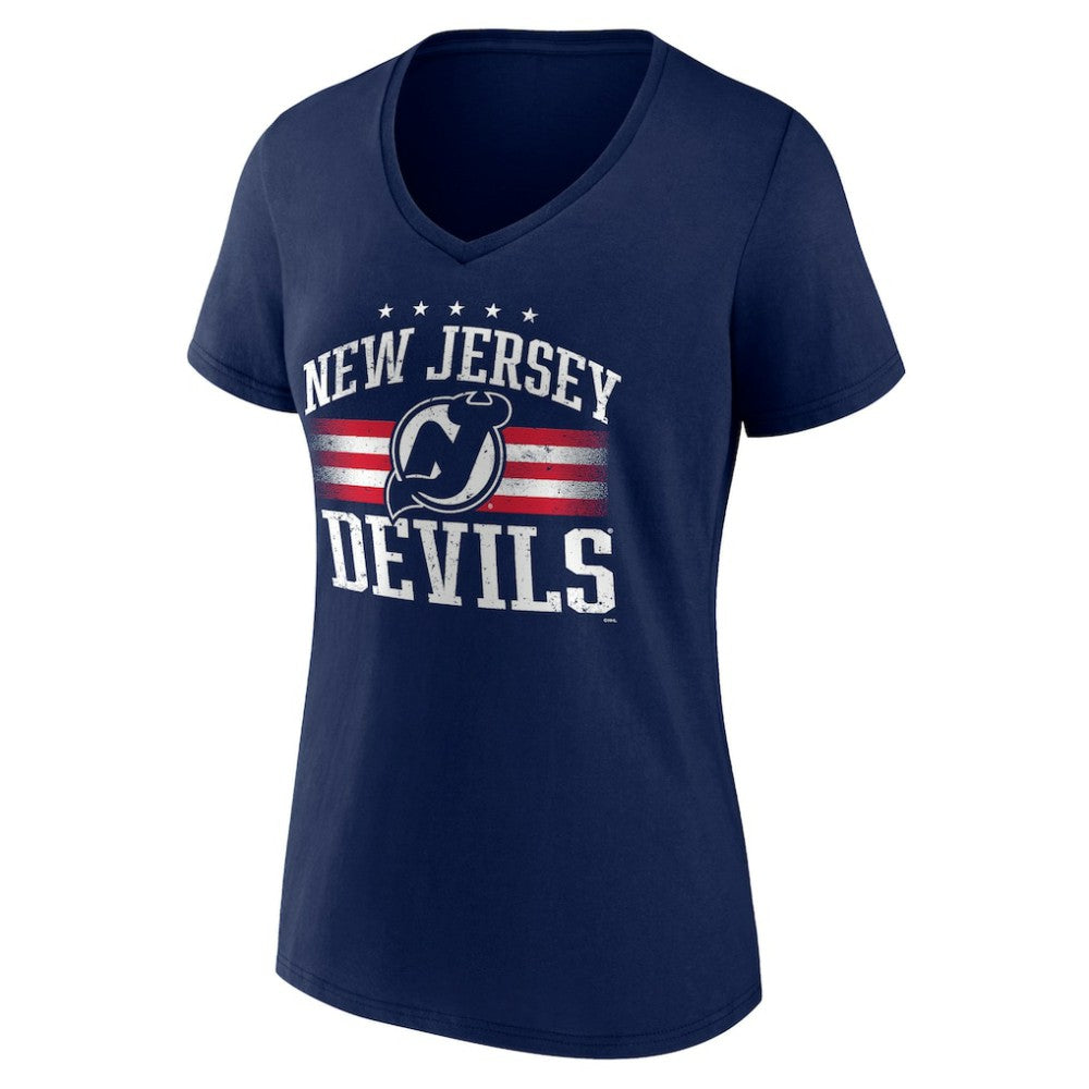 New Jersey Devils Women's Americana Team V-Neck T-Shirt - Navy - NHL