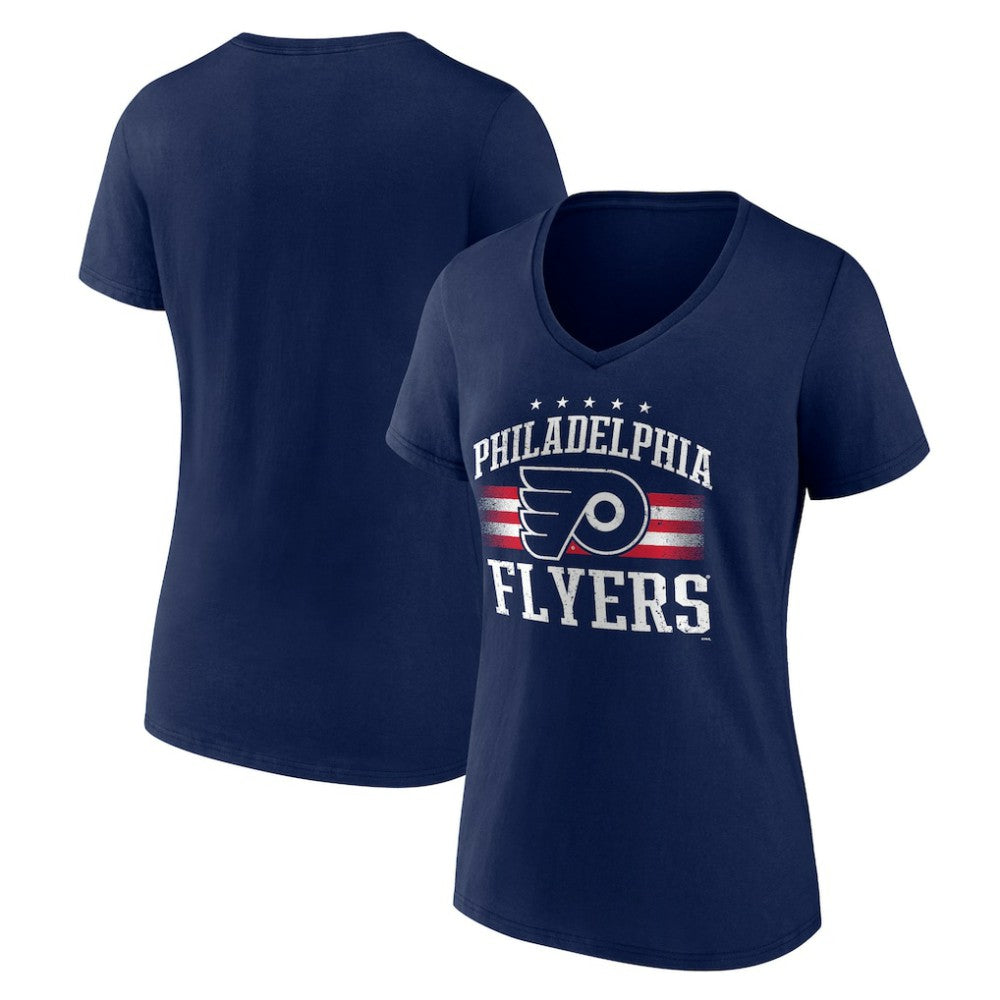 Philadelphia Flyers Women's Americana Team V-Neck T-Shirt - Navy - NHL