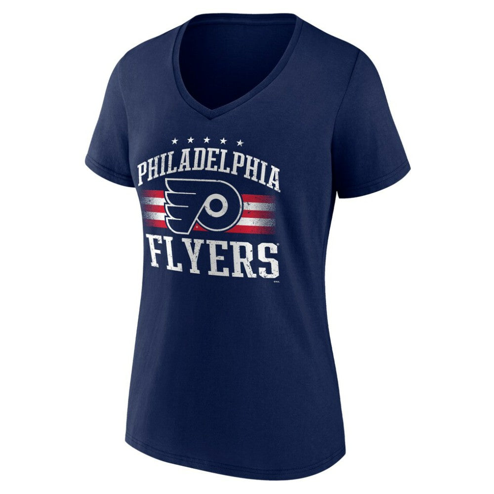 Philadelphia Flyers Women's Americana Team V-Neck T-Shirt - Navy - NHL